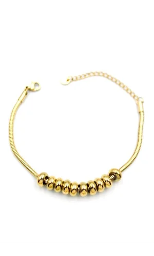 Halkalı Yılan Zincir Bileklik - Altın