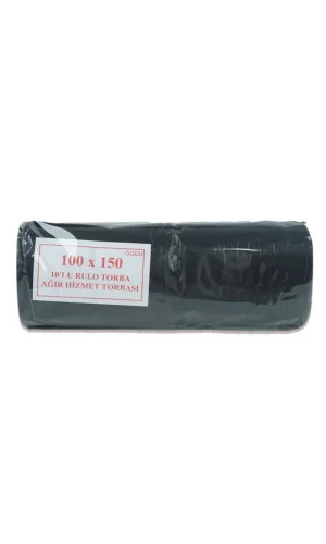 Hantal Boy Çöp Torbası 100 x 150 cm 10 Lu Rulo x 1 Paket = 10 Adet (Siyah)