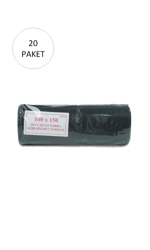 Hantal Boy Çöp Torbası 100 x 150 cm 10 Lu Rulo x 20 Paket = 200 Adet (Siyah)