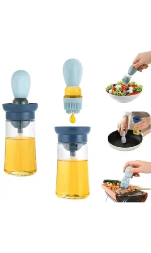 Hazneli Silikon Uçlu Cam Yağdanlık Sirke Yağ Yumurta Ve Sos Fırçası Asorti