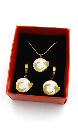 Hilal Kalp Set Kolye - Altın