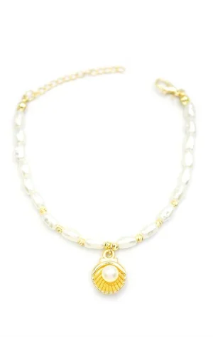 İnci Bileklik - Altın