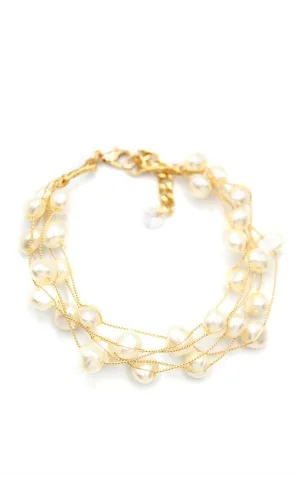 İnci Bileklik - Altın