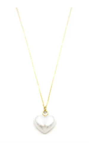 İnci Kalp Kolye - Altın