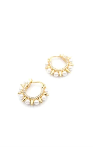 İncili Halka Küpe - Altın