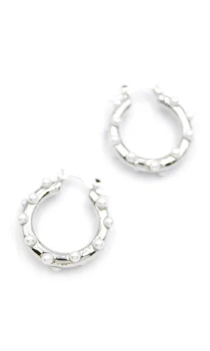 İncili Halka Küpe - Gümüş