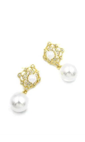 İncili Küpe - Altın