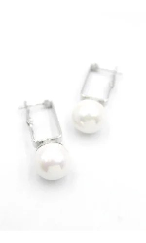 İncili Küpe - Beyaz