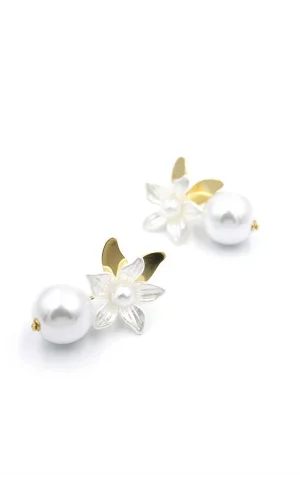 İncili Küpe - Beyaz