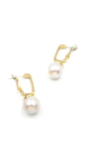 İncili Küpe - Beyaz