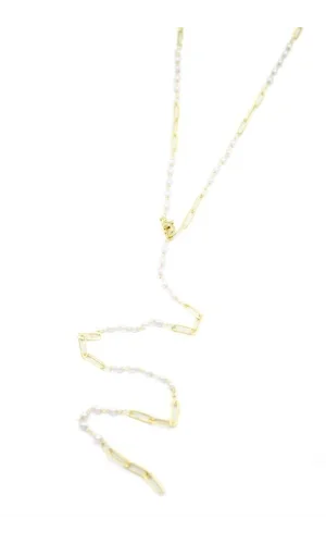 İncili Y Kolye - Altın