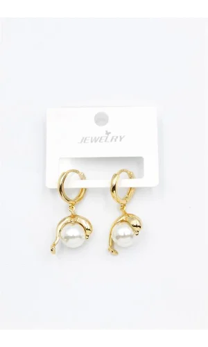 İncili Yunus Küpe - Altın