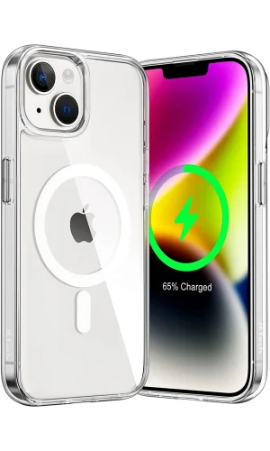 Iphone 14 Kılıf Kamera Lens Korumalı Magsafe Destekli Şeffaf Darbe Emici Sert Kapak