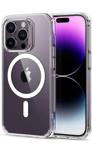 Iphone 14 Pro Kılıf Kamera Lens Korumalı Magsafe Destekli Şeffaf Darbe Emici Sert Kapak