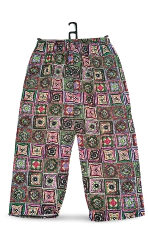 İthal Viskon Geniş Paça Şık Etnik Otantik Desenli Pantolon - Royaleks - Desen1