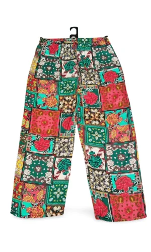 İthal Viskon Geniş Paça Şık Etnik Otantik Desenli Pantolon - Royaleks - Desen4