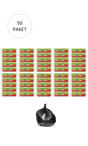J-250 Jumbo Boy Çöp Torbası 80 x 110 cm 10 Lu Rulo x 50 Paket = 500 Adet (Siyah)