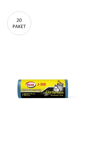 J-350 Jumbo Boy Çöp Torbası 80 x 110 cm 10 Lu Rulo x 20 Paket = 200 Adet (Mavi)