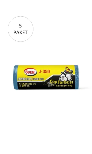 J-350 Jumbo Boy Çöp Torbası 80 x 110 cm 10 Lu Rulo x 5 Paket = 50 Adet (Mavi)