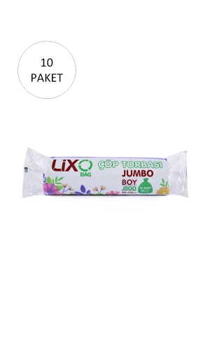 J-500 Jumbo Boy Çöp Torbası 80 x 110 cm 10 Lu Rulo x 10 Paket = 100 Adet (Siyah)