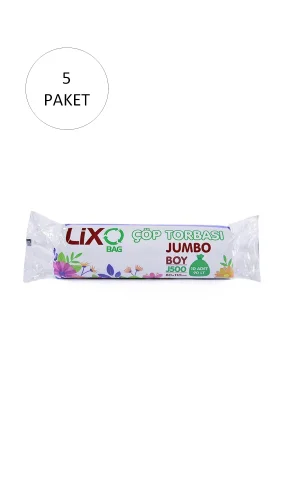 J-500 Jumbo Boy Çöp Torbası 80 x 110 cm 10 Lu Rulo x 5 Paket = 50 Adet (Siyah)