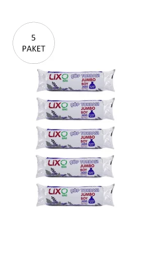 J-650 Jumbo Boy Çöp Torbası 80 x 110 cm 10 Lu Rulo x 5 Paket = 50 Adet (Siyah)