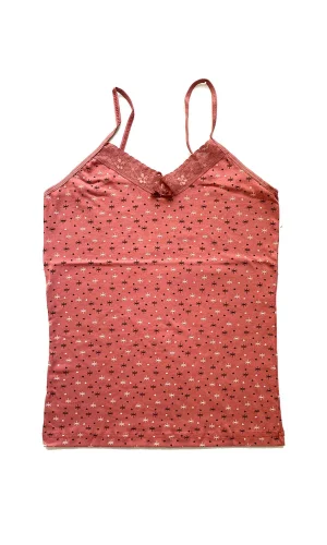 Kadın Askılı Desenli Atlet Dantelli Empirme Pamuklu Penye D4