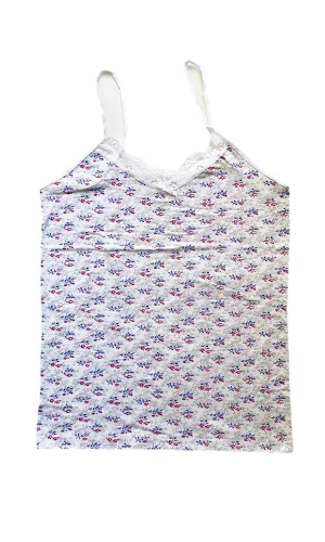 Kadın Askılı Desenli Atlet Dantelli Empirme Pamuklu Penye D7