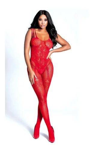 Kadın Babydoll Fantezi Kıyafet Vücut Çorabı D30023 Kırmızı