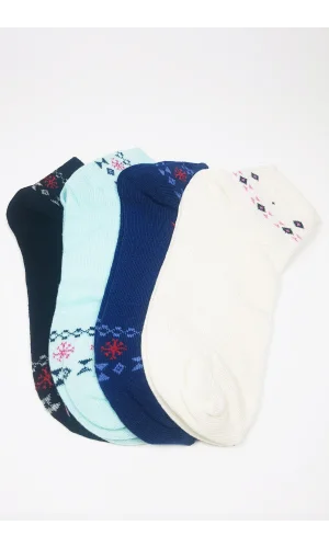 Kadın Bilek Çorap Yazlık Pamuklu Yumuşak Düz Renk 4 Çift
