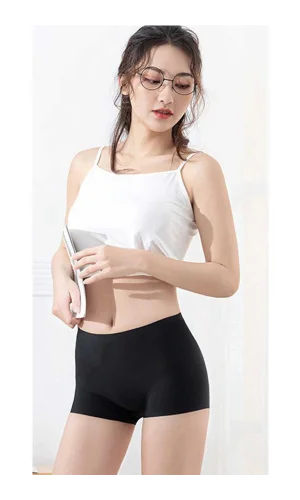 Kadın Dikişsiz Görünmez İz Yapmaz Mini Şort Boxer Siyah