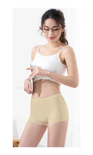 Kadın Dikişsiz Görünmez İz Yapmaz Mini Şort Boxer Ten