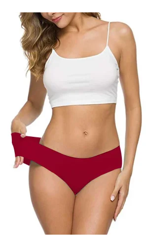 Kadın Dikişsiz Lazer Kesim Esnek İz yapmayan Külot Bordo