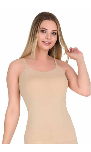 Kadın İp Askılı Pamuk Likralı Atlet Ten 2128B