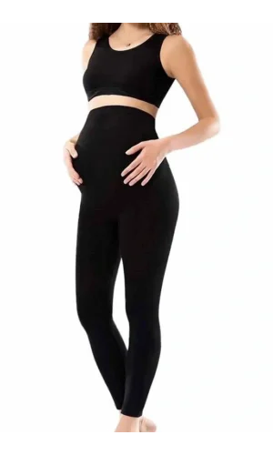 Kadın Siyah Penye Uzun Hamile Tayt - 3273A