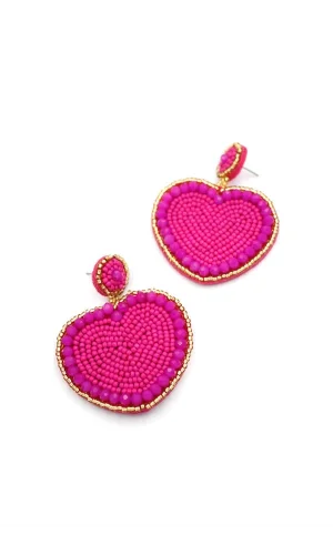 Kalp Boncuk Küpe - Pembe