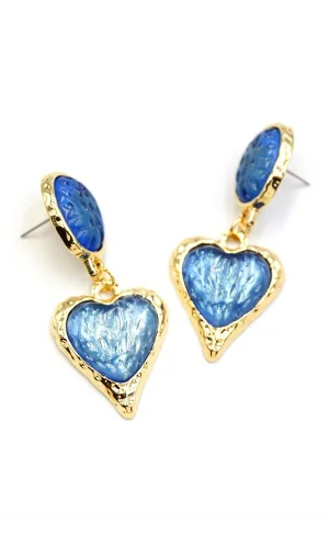 Kalp Çilek Küpe - Mavi