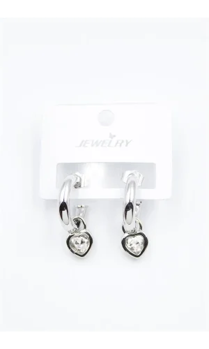 Kalp Halka Küpe - Beyaz