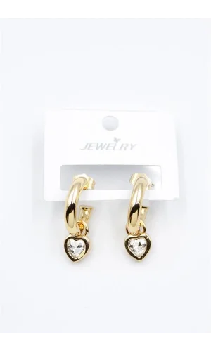 Kalp Halka Küpe - Beyaz