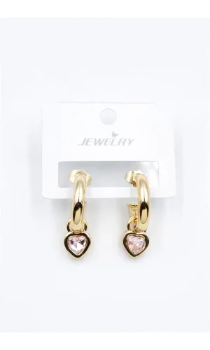 Kalp Halka Küpe - Pembe