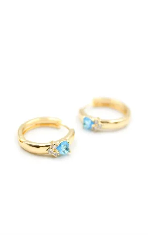 Kalp Halka Küpe - Turkuaz