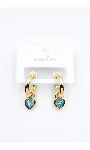 Kalp Halka Küpe - Turkuaz