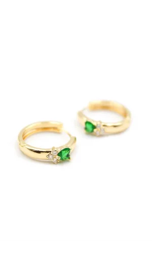 Kalp Halka Küpe - Yeşil