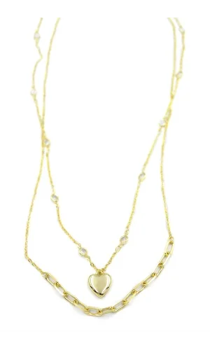 Kalp Kolye - 90cm - Altın