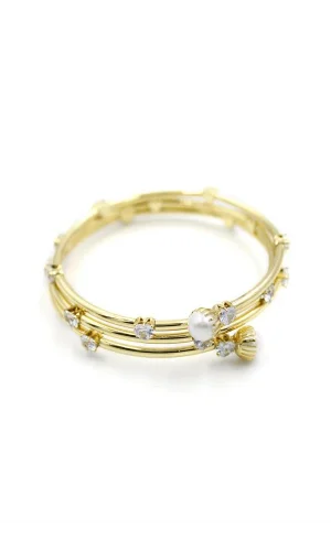 Kalp Taşlı Sarmal Bilezik - Altın