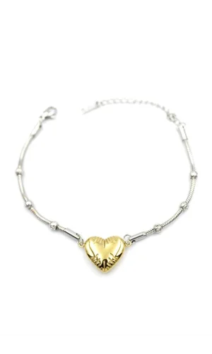 Kalp Zincir Bileklik - Altın