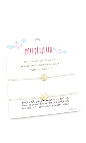 Kalpli Arkadaş İp Bileklik - Beyaz