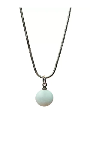 Kalsedon Doğal Taşı Zincirli El Yapımı Kolye Uç: 1,5 cm Zincir: 20 cm Kutulu