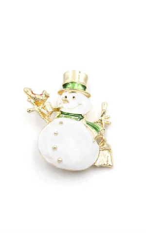 Kardan Adam Broş - Beyaz