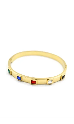 Kare Taşlı Bilezik - Altın